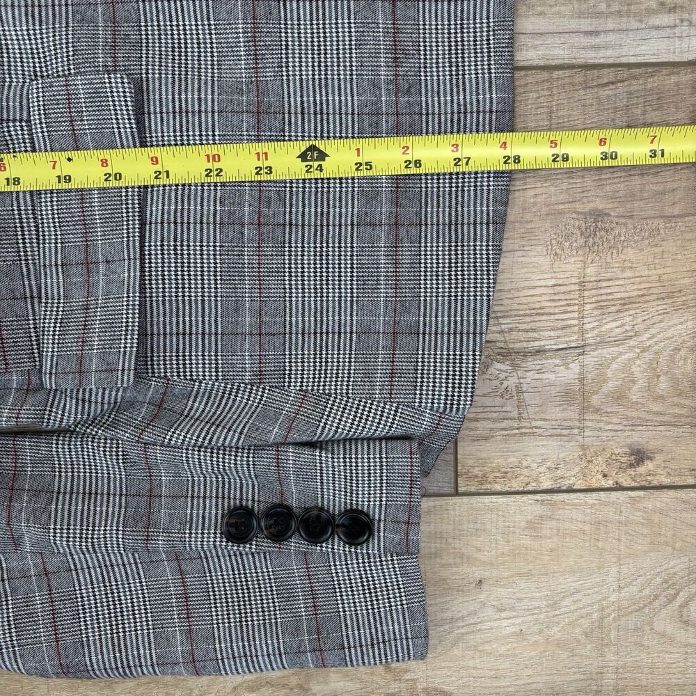 Evereve Womens Gray Black Plaid Blazer Size L Career Academia Heritage Preppy - Picture 14 of 15